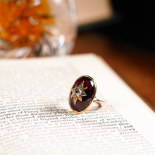 Load image into Gallery viewer, Large Antique Victorian 18ct Gold Garnet Cabochon & Diamond Star Ring - c.1860
