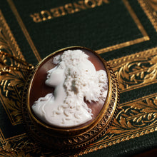 Load image into Gallery viewer, Antique Victorian 18ct Gold Shell Cameo Brooch with Figural Maenad/Bacchante - c.1860