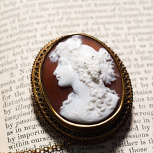 Load image into Gallery viewer, Antique Victorian 18ct Gold Shell Cameo Brooch with Figural Maenad/Bacchante - c.1860