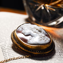 Load image into Gallery viewer, Antique Victorian 18ct Gold Shell Cameo Brooch with Figural Maenad/Bacchante - c.1860