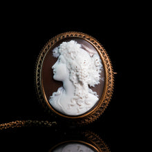 Load image into Gallery viewer, Antique Victorian 18ct Gold Shell Cameo Brooch with Figural Maenad/Bacchante - c.1860