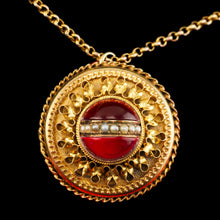 Load image into Gallery viewer, Spectacular Antique Victorian Etruscan Style 15ct Gold Rock Crystal Cabochon Pendant Necklace - c.1870