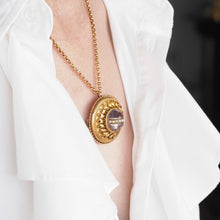 Load image into Gallery viewer, Spectacular Antique Victorian Etruscan Style 15ct Gold Rock Crystal Cabochon Pendant Necklace - c.1870