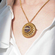 Load image into Gallery viewer, Spectacular Antique Victorian Etruscan Style 15ct Gold Rock Crystal Cabochon Pendant Necklace - c.1870
