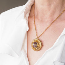 Load image into Gallery viewer, Spectacular Antique Victorian Etruscan Style 15ct Gold Rock Crystal Cabochon Pendant Necklace - c.1870