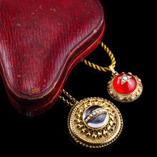 Load image into Gallery viewer, Spectacular Antique Victorian Etruscan Style 15ct Gold Rock Crystal Cabochon Pendant Necklace - c.1870