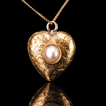 Load image into Gallery viewer, Antique Victorian 18ct Gold Heart Shaped Charm Pendant with Pearl - c.1890