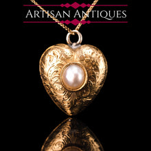 Load image into Gallery viewer, Antique Victorian 18ct Gold Heart Shaped Charm Pendant with Pearl - c.1890