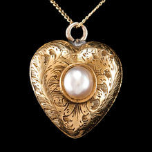 Load image into Gallery viewer, Antique Victorian 18ct Gold Heart Shaped Charm Pendant with Pearl - c.1890