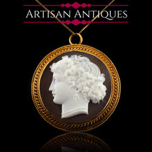 Load image into Gallery viewer, Antique Victorian Cameo 18ct Gold Brooch/Pendant Necklace - c.1880