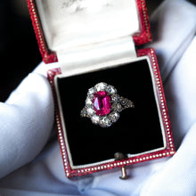 Load image into Gallery viewer, Fabulous Antique Victorian Rubellite/Pink Tourmaline & Diamond Cluster Ring - c.1880