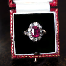 Load image into Gallery viewer, Fabulous Antique Victorian Rubellite/Pink Tourmaline & Diamond Cluster Ring - c.1880