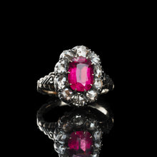 Load image into Gallery viewer, Fabulous Antique Victorian Rubellite/Pink Tourmaline & Diamond Cluster Ring - c.1880