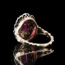 Load image into Gallery viewer, Fabulous Antique Victorian Rubellite/Pink Tourmaline & Diamond Cluster Ring - c.1880