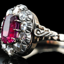 Load image into Gallery viewer, Fabulous Antique Victorian Rubellite/Pink Tourmaline & Diamond Cluster Ring - c.1880