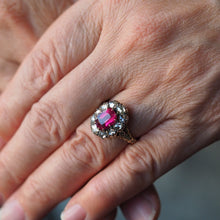 Load image into Gallery viewer, Fabulous Antique Victorian Rubellite/Pink Tourmaline & Diamond Cluster Ring - c.1880