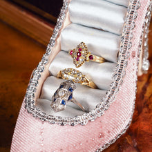 Load image into Gallery viewer, Antique Diamond Ring 18ct Gold, Victorian Two Row Boat Design - Birmingham 1897