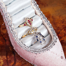 Load image into Gallery viewer, Antique Diamond Ring 18ct Gold, Victorian Two Row Boat Design - Birmingham 1897