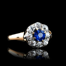 Load image into Gallery viewer, Antique Victorian Sapphire & Diamond 18ct Gold Cluster Ring - c.1900