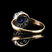 Load image into Gallery viewer, Antique Victorian Sapphire & Diamond 18ct Gold Cluster Ring - c.1900