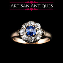 Load image into Gallery viewer, Antique Victorian Sapphire & Diamond 18ct Gold Cluster Ring - c.1900