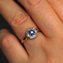 Load image into Gallery viewer, Antique Victorian Sapphire & Diamond 18ct Gold Cluster Ring - c.1900