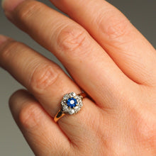 Load image into Gallery viewer, Antique Victorian Sapphire & Diamond 18ct Gold Cluster Ring - c.1900