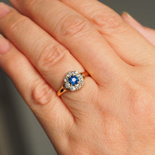 Load image into Gallery viewer, Antique Victorian Sapphire & Diamond 18ct Gold Cluster Ring - c.1900