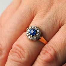 Load image into Gallery viewer, Antique Victorian Sapphire & Diamond 18ct Gold Cluster Ring - c.1900