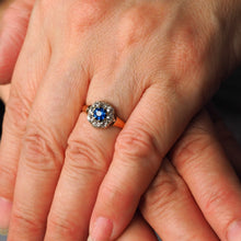 Load image into Gallery viewer, Antique Victorian Sapphire & Diamond 18ct Gold Cluster Ring - c.1900