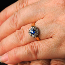 Load image into Gallery viewer, Antique Victorian Sapphire & Diamond 18ct Gold Cluster Ring - c.1900