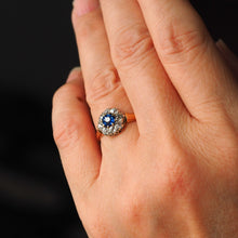 Load image into Gallery viewer, Antique Victorian Sapphire & Diamond 18ct Gold Cluster Ring - c.1900