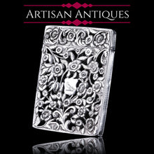 Load image into Gallery viewer, Magnificent Antique Victorian Solid Silver Card Case with Floral Chased and Pierced Motif - Francis Clark 1839