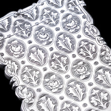 Load image into Gallery viewer, Antique Victorian Sterling Silver Card Case/Wallet with Thistle, Shamrock, Rose Pattern - Alfred Taylor 1861