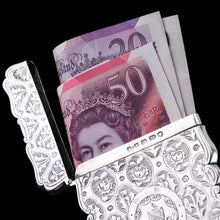 Load image into Gallery viewer, Antique Victorian Sterling Silver Card Case/Wallet with Thistle, Shamrock, Rose Pattern - Alfred Taylor 1861