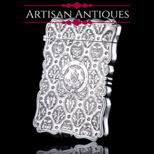Load image into Gallery viewer, Antique Victorian Sterling Silver Card Case/Wallet with Thistle, Shamrock, Rose Pattern - Alfred Taylor 1861