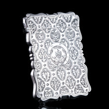 Load image into Gallery viewer, Antique Victorian Sterling Silver Card Case/Wallet with Thistle, Shamrock, Rose Pattern - Alfred Taylor 1861