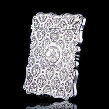 Load image into Gallery viewer, Antique Victorian Sterling Silver Card Case/Wallet with Thistle, Shamrock, Rose Pattern - Alfred Taylor 1861