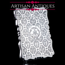 Load image into Gallery viewer, Antique Victorian Sterling Silver Card Case/Wallet with Thistle, Shamrock, Rose Pattern - Alfred Taylor 1861