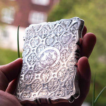Load image into Gallery viewer, Antique Victorian Sterling Silver Card Case/Wallet with Thistle, Shamrock, Rose Pattern - Alfred Taylor 1861