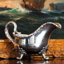 Load image into Gallery viewer, Rare Antique Victorian Sterling Silver Naturalistic Sauce Boat with Fabulous Acorn Design - London 1881