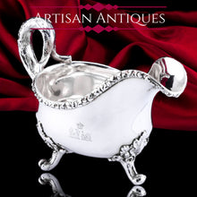 Load image into Gallery viewer, Rare Antique Victorian Sterling Silver Naturalistic Sauce Boat with Fabulous Acorn Design - London 1881
