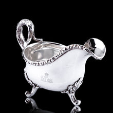 Load image into Gallery viewer, Rare Antique Victorian Sterling Silver Naturalistic Sauce Boat with Fabulous Acorn Design - London 1881