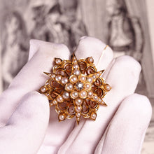 Load image into Gallery viewer, Antique Victorian 18ct Gold Diamond Pearl Star Necklace/Pendant/Brooch - c.1890