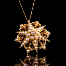 Load image into Gallery viewer, Antique Victorian 18ct Gold Diamond Pearl Star Necklace/Pendant/Brooch - c.1890