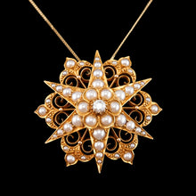 Load image into Gallery viewer, Antique Victorian 18ct Gold Diamond Pearl Star Necklace/Pendant/Brooch - c.1890