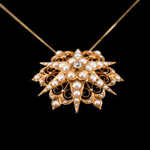 Load image into Gallery viewer, Antique Victorian 18ct Gold Diamond Pearl Star Necklace/Pendant/Brooch - c.1890