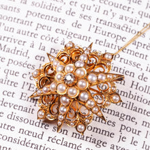 Load image into Gallery viewer, Antique Victorian 18ct Gold Diamond Pearl Star Necklace/Pendant/Brooch - c.1890