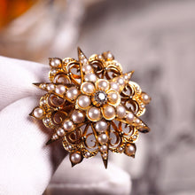 Load image into Gallery viewer, Antique Victorian 18ct Gold Diamond Pearl Star Necklace/Pendant/Brooch - c.1890