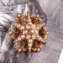 Load image into Gallery viewer, Antique Victorian 18ct Gold Diamond Pearl Star Necklace/Pendant/Brooch - c.1890